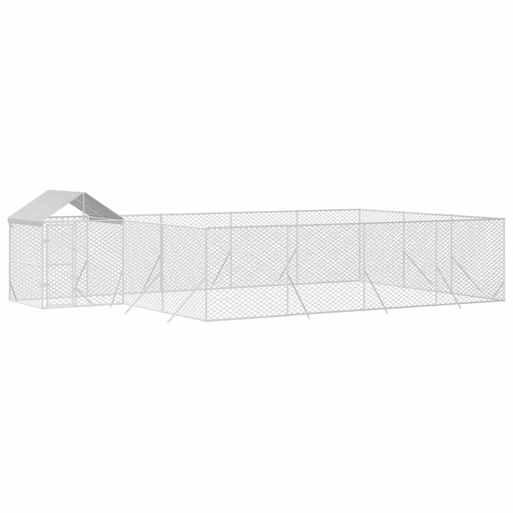 Cuccia Cani da Esterno Tetto Argento 10x6x2,5 m Acciaio Zincato | homemem39