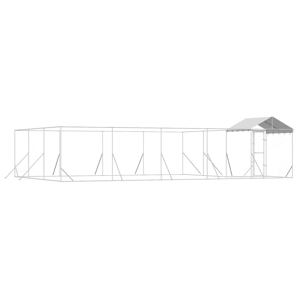 Cuccia Cani da Esterno Tetto Argento 10x6x2,5 m Acciaio Zincato | homemem39