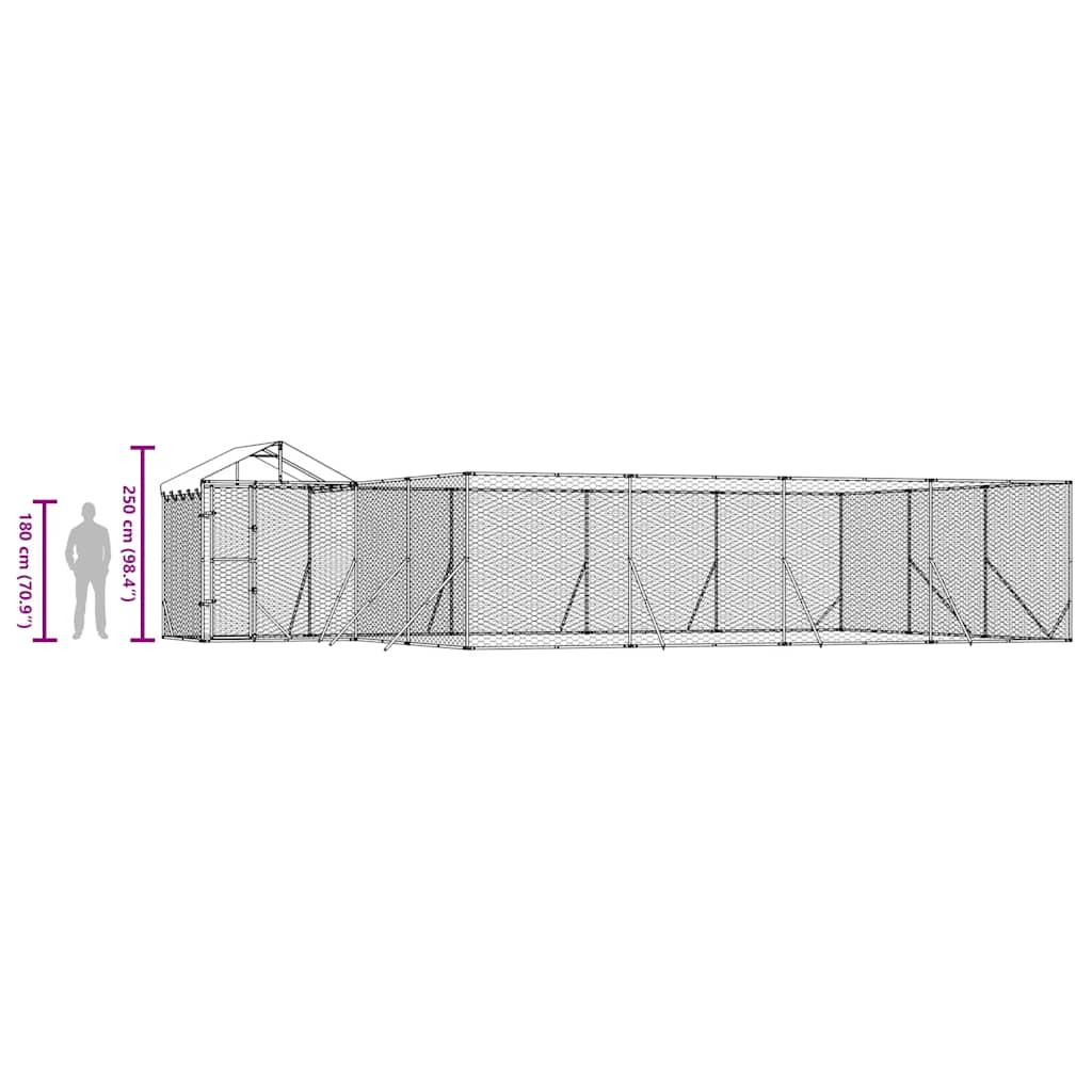Cuccia Cani da Esterno Tetto Argento 10x6x2,5 m Acciaio Zincato | homemem39