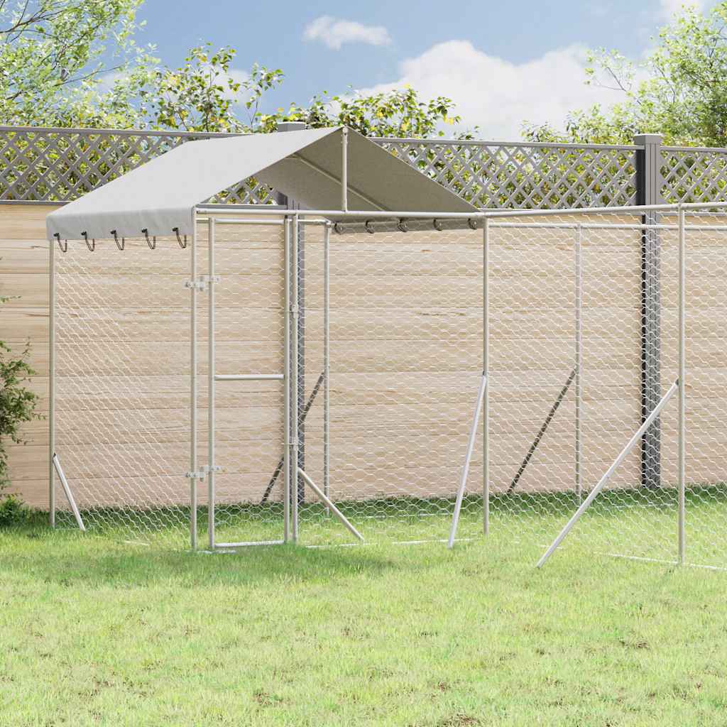 Cuccia Cani da Esterno Tetto Argento 10x6x2,5 m Acciaio Zincato | homemem39