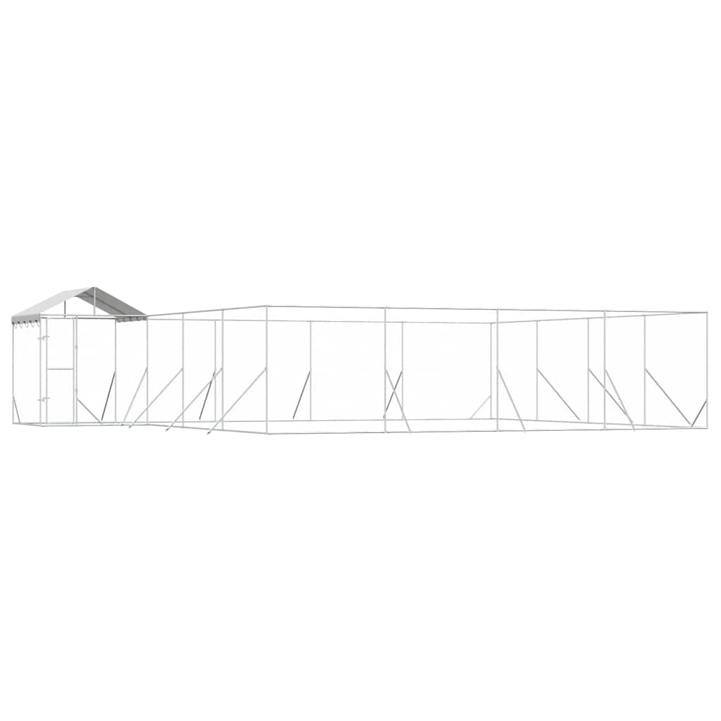 Cuccia Cani da Esterno Tetto Argento 10x8x2,5 m Acciaio Zincato | homemem39