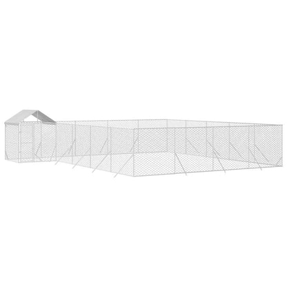 Cuccia Cani da Esterno Tetto Argento 10x8x2,5 m Acciaio Zincato | homemem39