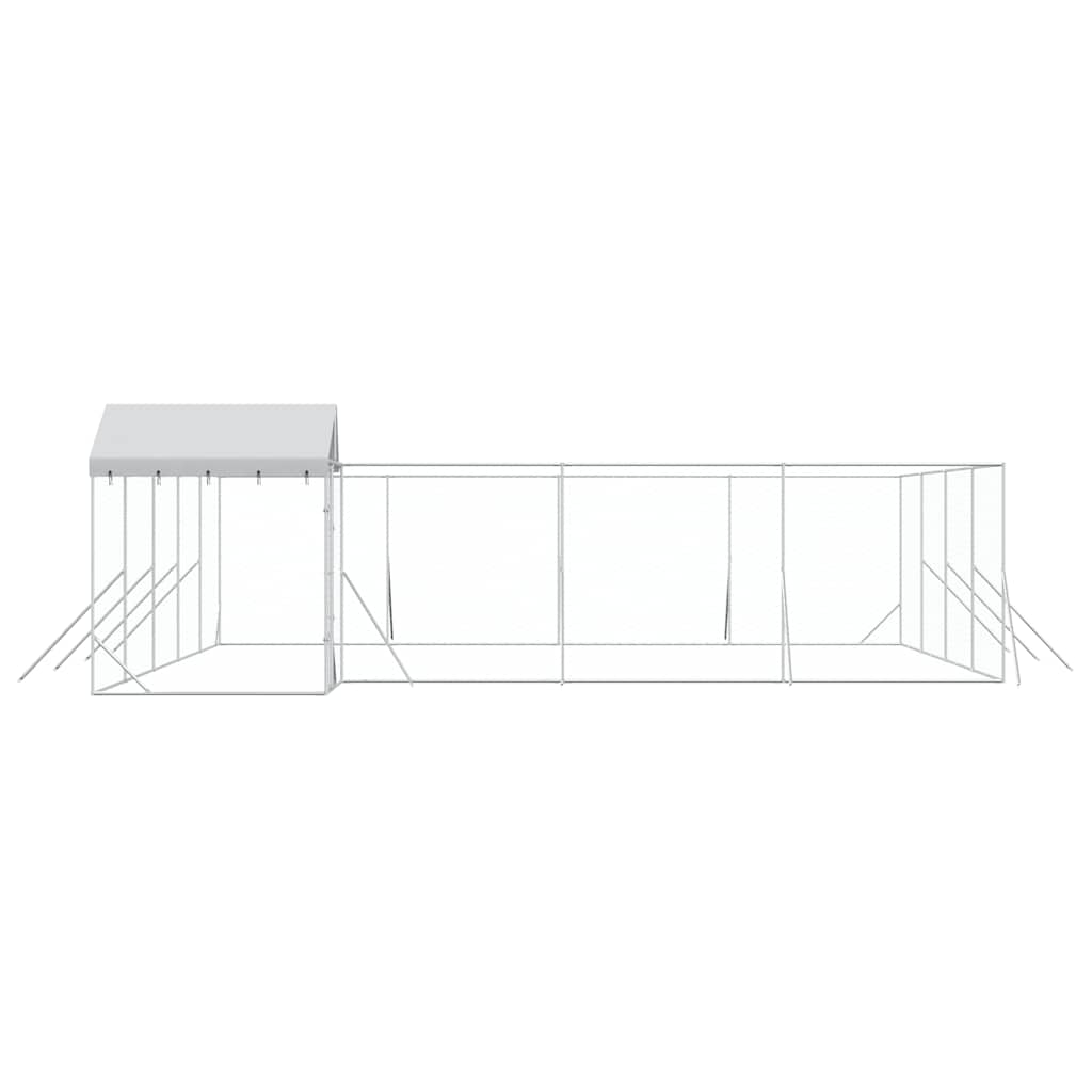 Cuccia Cani da Esterno Tetto Argento 10x8x2,5 m Acciaio Zincato | homemem39