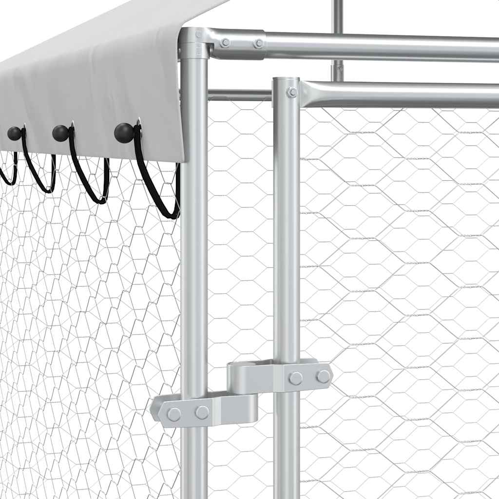 Cuccia Cani da Esterno Tetto Argento 10x8x2,5 m Acciaio Zincato | homemem39