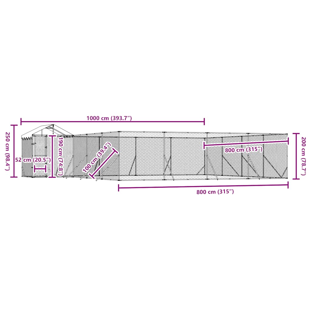Cuccia Cani da Esterno Tetto Argento 10x8x2,5 m Acciaio Zincato | homemem39