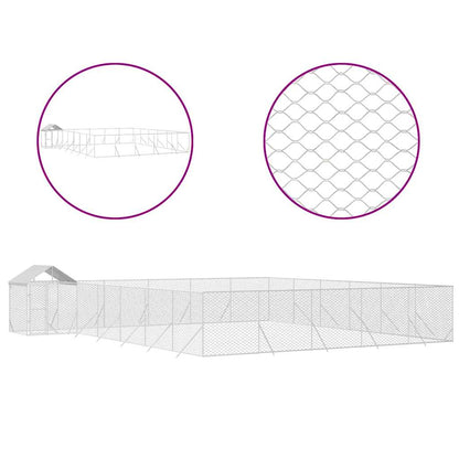 Cuccia Cani da Esterno Tetto Argento 12x12x2,5m Acciaio Zincato | homemem39