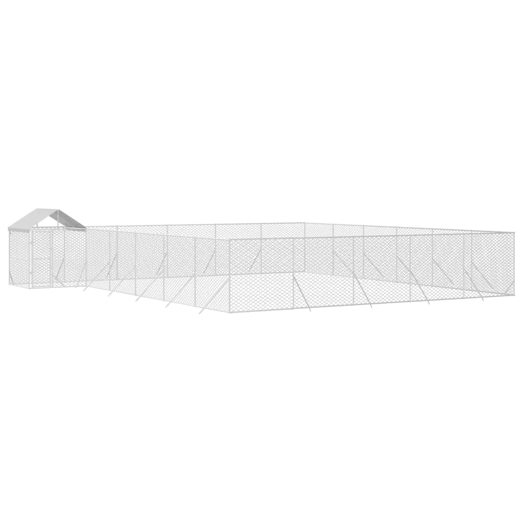 Cuccia Cani da Esterno Tetto Argento 12x12x2,5m Acciaio Zincato | homemem39