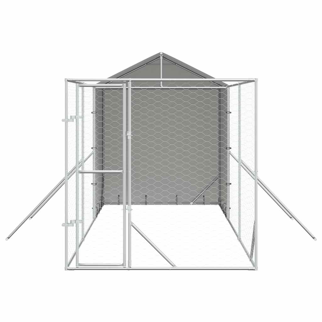 Cuccia Cani da Esterno Tetto Argento 2x6x2,5 m Acciaio Zincato | homemem39