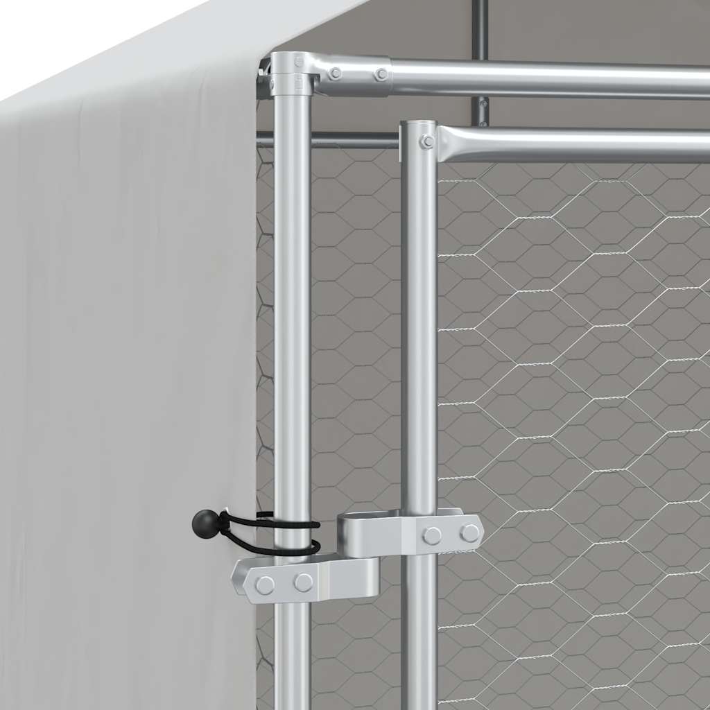 Cuccia Cani da Esterno Tetto Argento 2x6x2,5 m Acciaio Zincato | homemem39