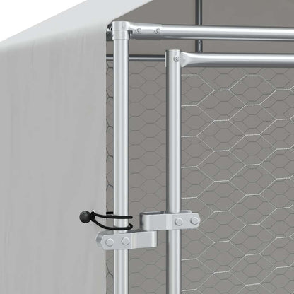 Cuccia Cani da Esterno Tetto Argento 2x6x2,5 m Acciaio Zincato | homemem39