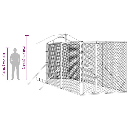 Cuccia Cani da Esterno Tetto Argento 2x6x2,5 m Acciaio Zincato | homemem39