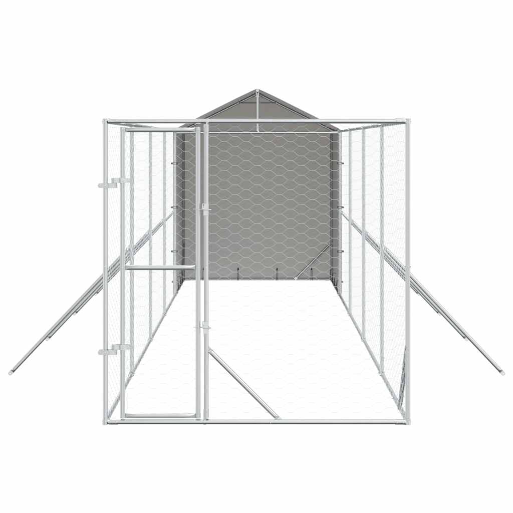 Cuccia Cani da Esterno Tetto Argento 2x10x2,5 m Acciaio Zincato | homemem39