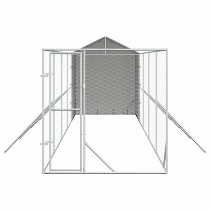 Cuccia Cani da Esterno Tetto Argento 2x10x2,5 m Acciaio Zincato | homemem39