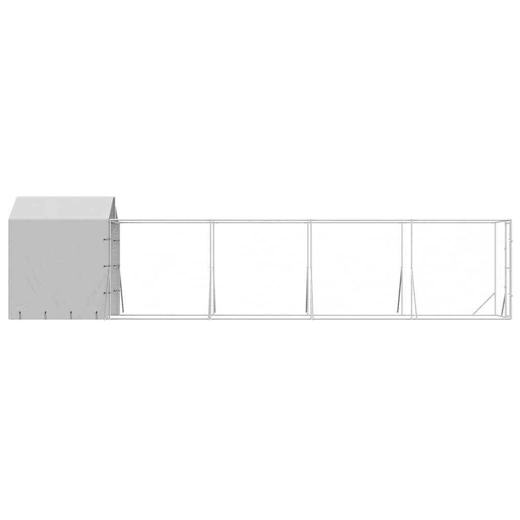 Cuccia Cani da Esterno Tetto Argento 2x10x2,5 m Acciaio Zincato | homemem39