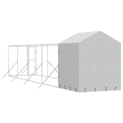 Cuccia Cani da Esterno Tetto Argento 2x10x2,5 m Acciaio Zincato | homemem39
