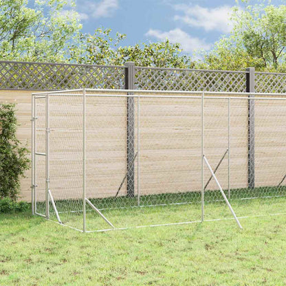 Cuccia Cani da Esterno Tetto Argento 2x14x2,5 m Acciaio Zincato | homemem39
