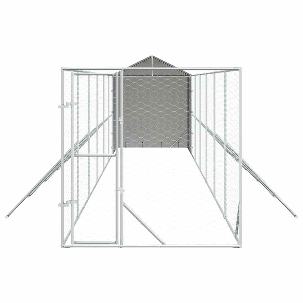 Cuccia Cani da Esterno Tetto Argento 2x14x2,5 m Acciaio Zincato | homemem39