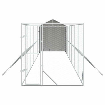 Cuccia Cani da Esterno Tetto Argento 2x14x2,5 m Acciaio Zincato | homemem39