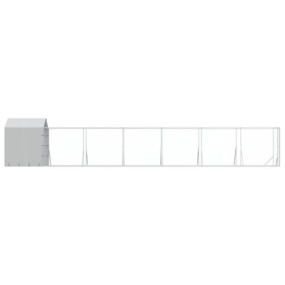 Cuccia Cani da Esterno Tetto Argento 2x14x2,5 m Acciaio Zincato | homemem39