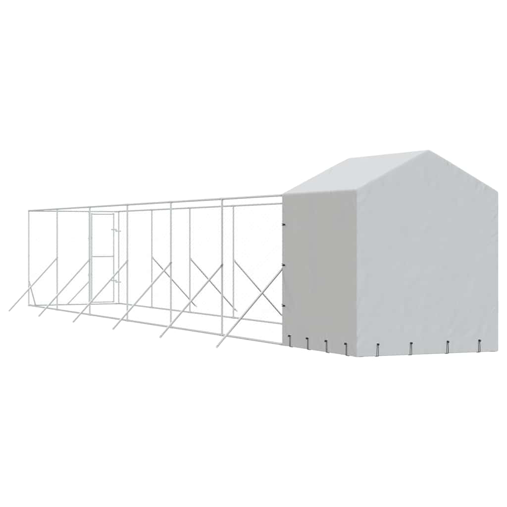 Cuccia Cani da Esterno Tetto Argento 2x14x2,5 m Acciaio Zincato | homemem39