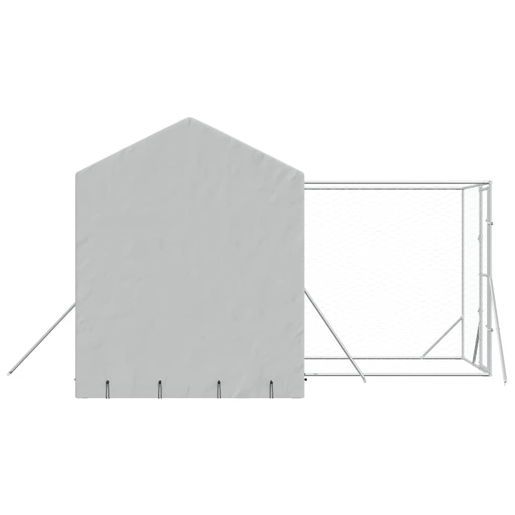 Cuccia Cani da Esterno Tetto Argento 4x4x2,5 m Acciaio Zincato | homemem39