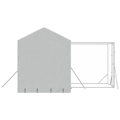 Cuccia Cani da Esterno Tetto Argento 4x4x2,5 m Acciaio Zincato | homemem39