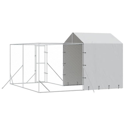Cuccia Cani da Esterno Tetto Argento 4x4x2,5 m Acciaio Zincato | homemem39