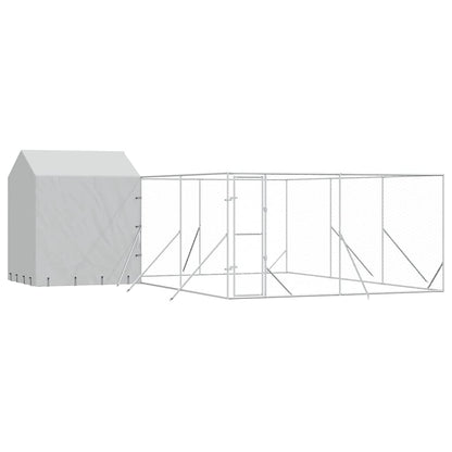 Cuccia Cani da Esterno Tetto Argento 6x6x2,5 m Acciaio Zincato | homemem39