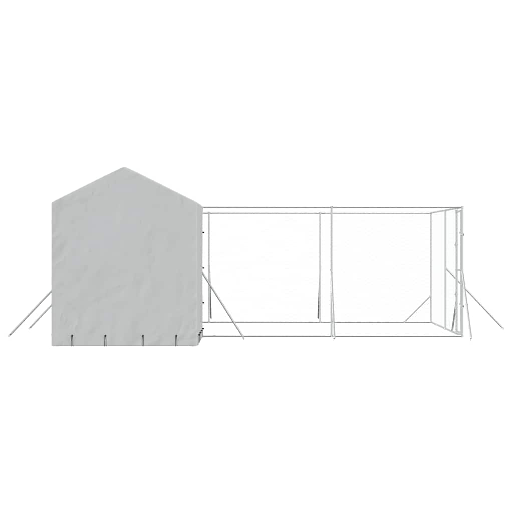 Cuccia Cani da Esterno Tetto Argento 6x6x2,5 m Acciaio Zincato | homemem39