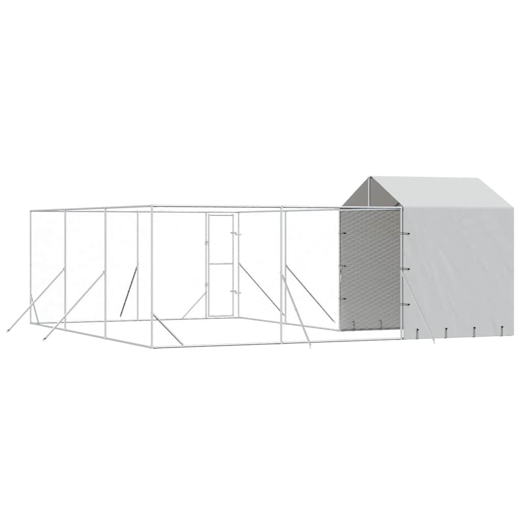 Cuccia Cani da Esterno Tetto Argento 6x6x2,5 m Acciaio Zincato | homemem39