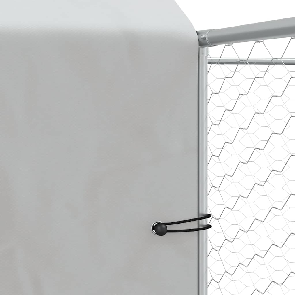 Cuccia Cani da Esterno Tetto Argento 6x6x2,5 m Acciaio Zincato | homemem39