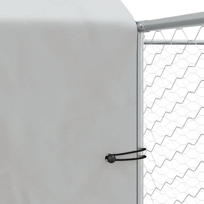 Cuccia Cani da Esterno Tetto Argento 6x6x2,5 m Acciaio Zincato | homemem39