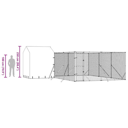 Cuccia Cani da Esterno Tetto Argento 6x6x2,5 m Acciaio Zincato | homemem39