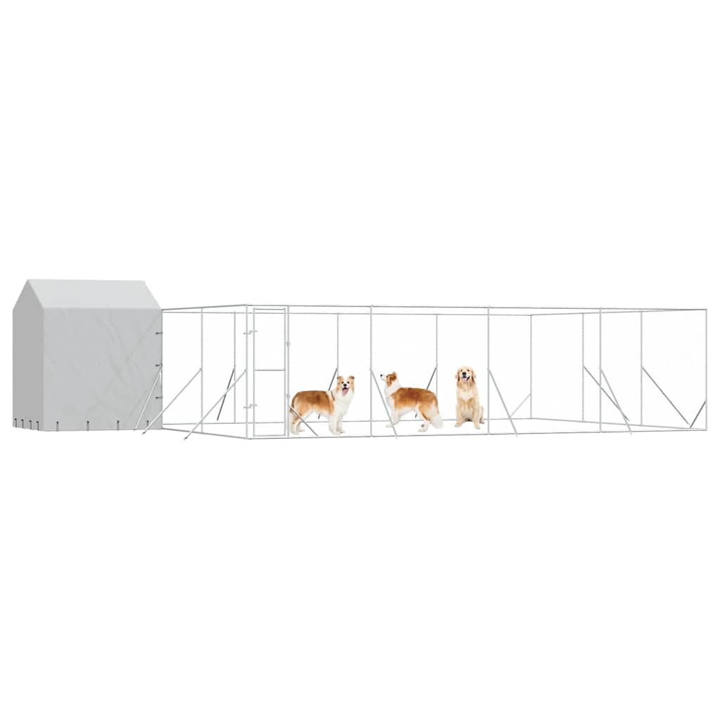 Cuccia Cani da Esterno Tetto Argento 10x6x2,5 m Acciaio Zincato | homemem39