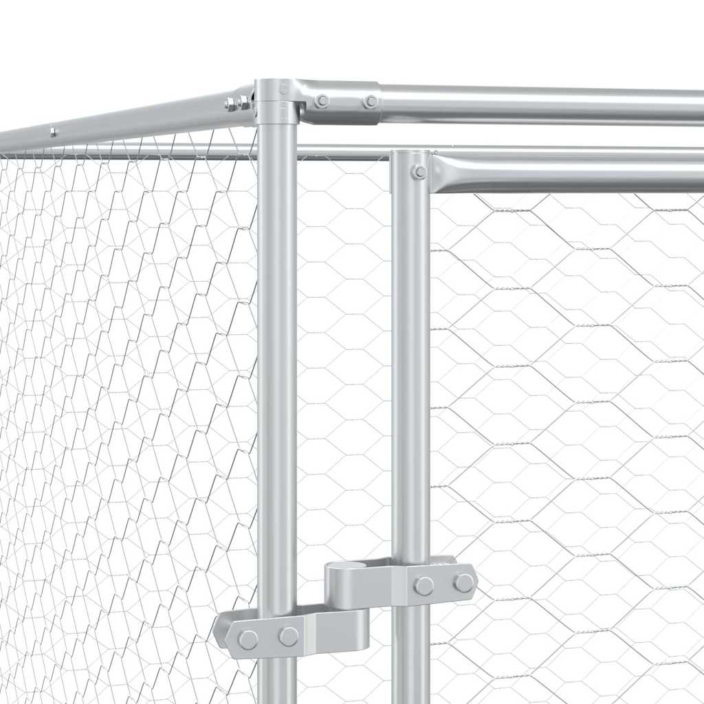 Cuccia Cani da Esterno Tetto Argento 10x10x2,5m Acciaio Zincato | homemem39