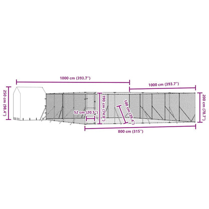 Cuccia Cani da Esterno Tetto Argento 10x10x2,5m Acciaio Zincato | homemem39
