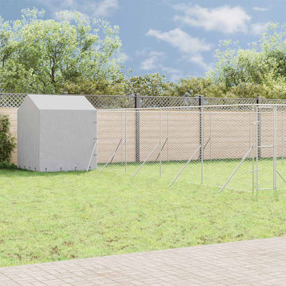 Cuccia Cani da Esterno Tetto Argento 10x10x2,5m Acciaio Zincato | homemem39