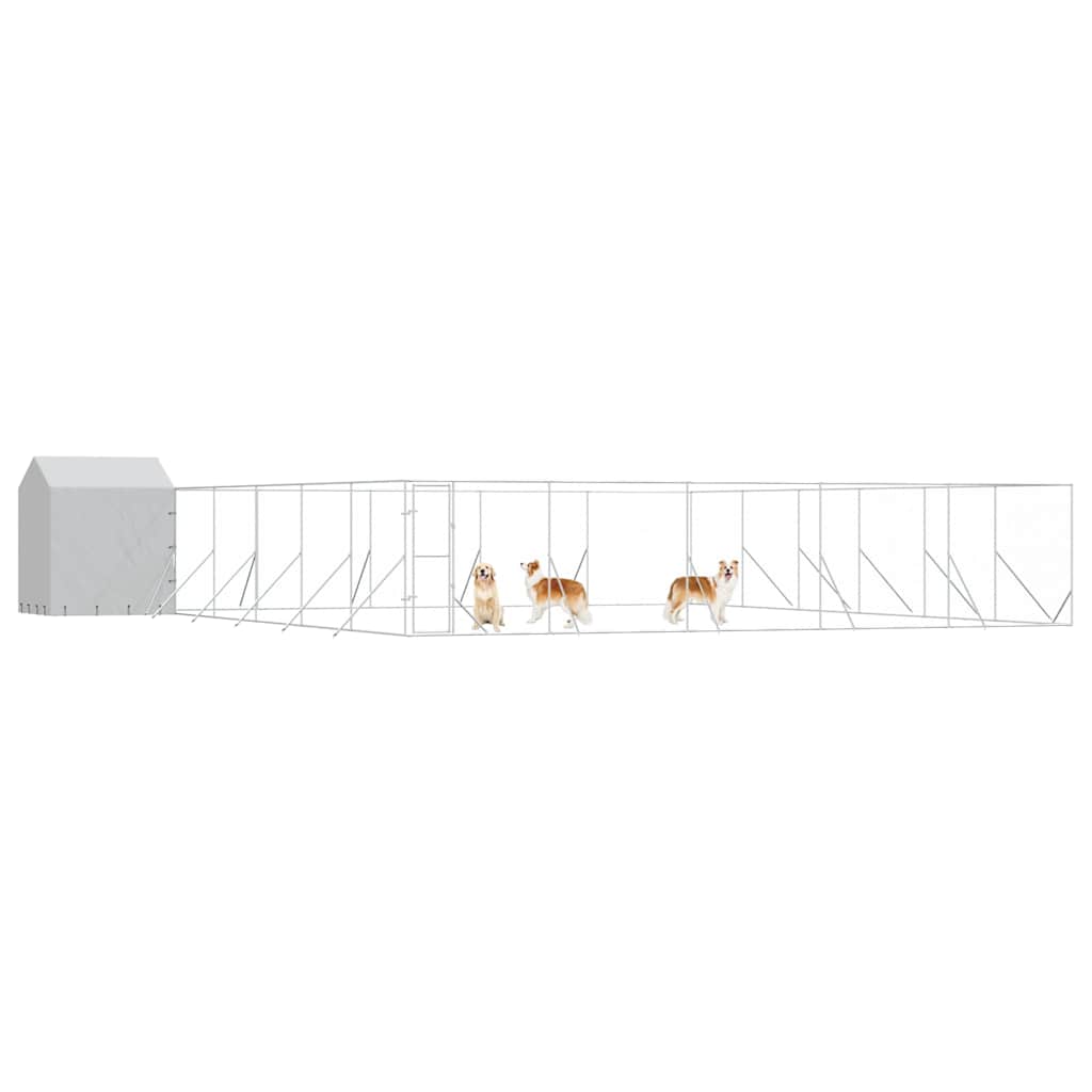 Cuccia Cani da Esterno Tetto Argento 12x12x2,5m Acciaio Zincato | homemem39