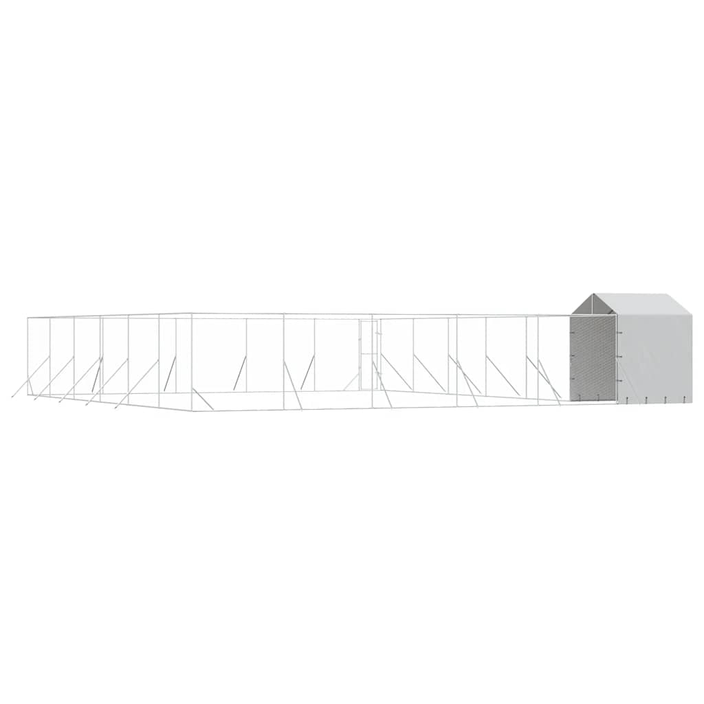 Cuccia Cani da Esterno Tetto Argento 12x12x2,5m Acciaio Zincato | homemem39