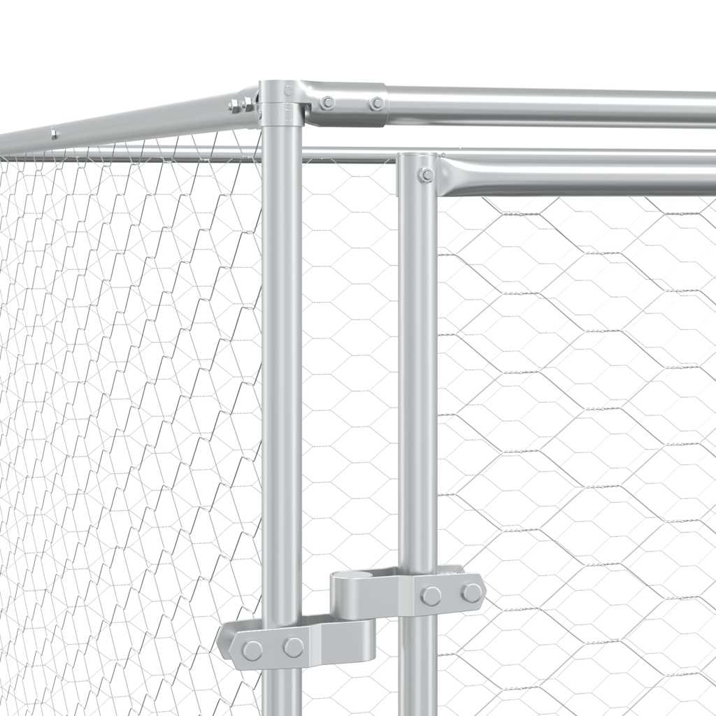 Cuccia Cani da Esterno Tetto Argento 12x12x2,5m Acciaio Zincato | homemem39