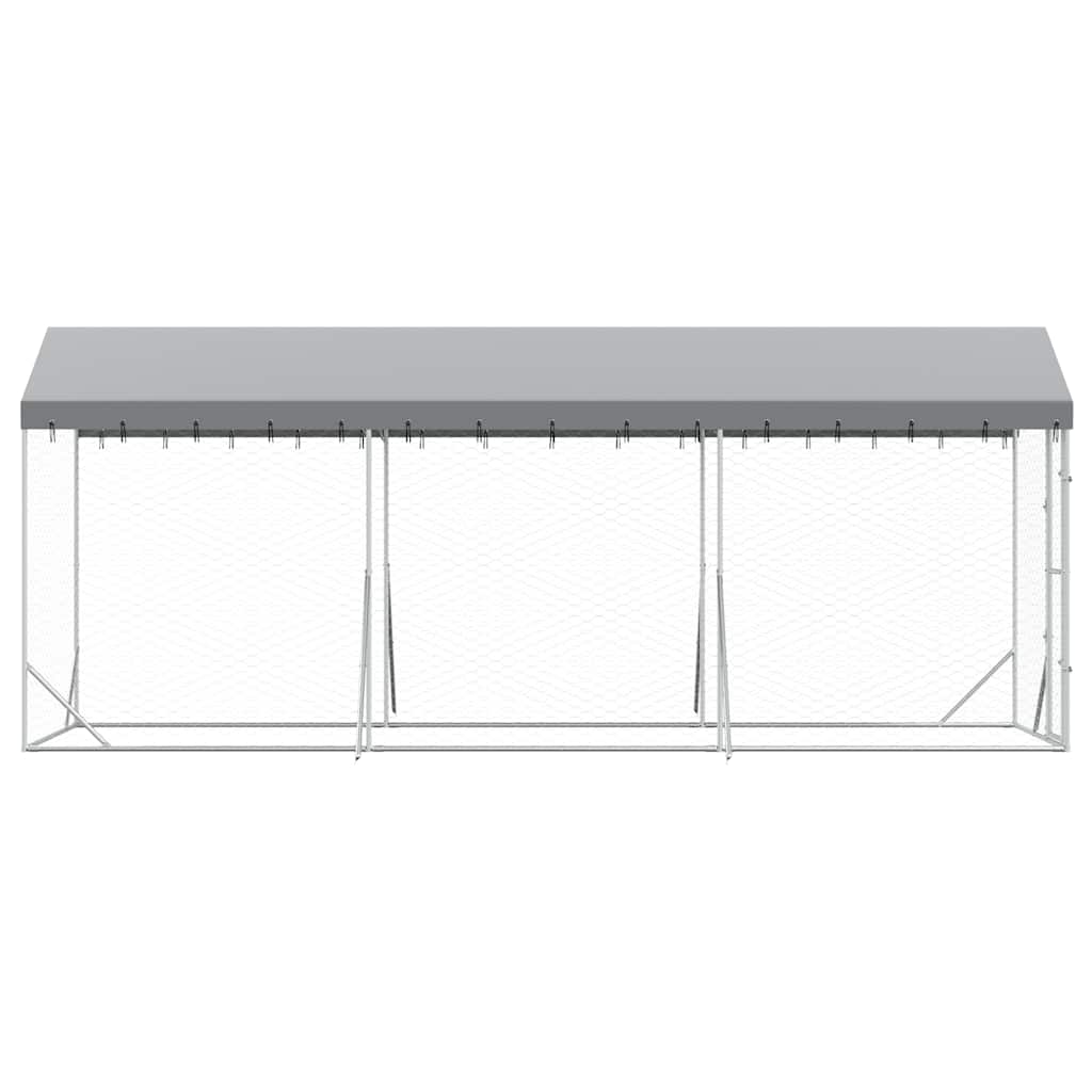 Cuccia Cani da Esterno Tetto Argento 2x6x2,5 m Acciaio Zincato | homemem39