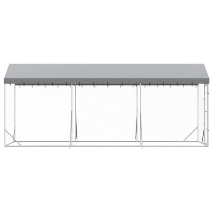 Cuccia Cani da Esterno Tetto Argento 2x6x2,5 m Acciaio Zincato | homemem39