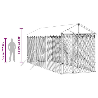 Cuccia Cani da Esterno Tetto Argento 2x6x2,5 m Acciaio Zincato | homemem39