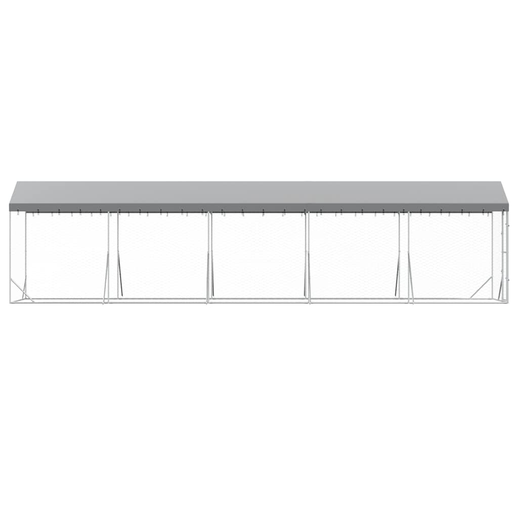 Cuccia Cani da Esterno Tetto Argento 2x10x2,5 m Acciaio Zincato | homemem39