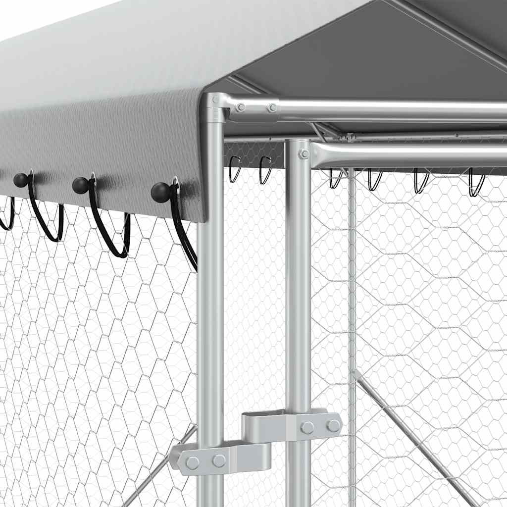 Cuccia Cani da Esterno Tetto Argento 2x10x2,5 m Acciaio Zincato | homemem39