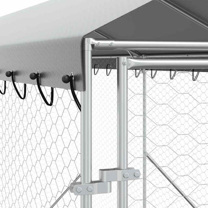 Cuccia Cani da Esterno Tetto Argento 2x10x2,5 m Acciaio Zincato | homemem39