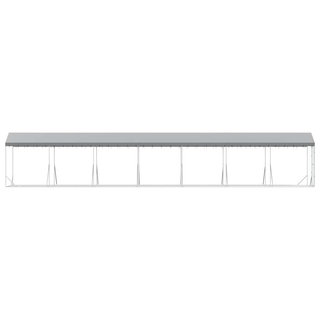 Cuccia Cani da Esterno Tetto Argento 2x14x2,5 m Acciaio Zincato | homemem39