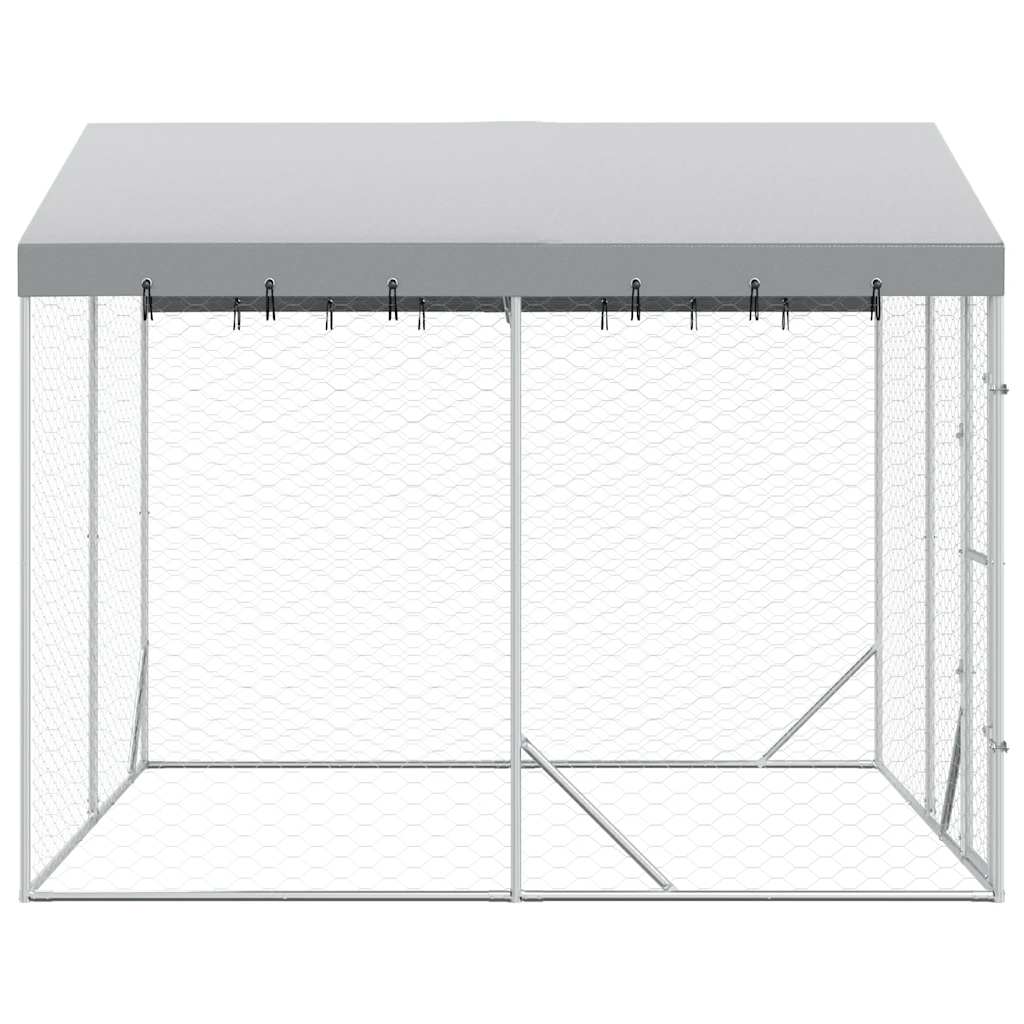 Cuccia Cani da Esterno Tetto Argento 3x3x2,5 m Acciaio Zincato | homemem39