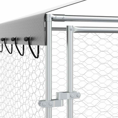 Cuccia Cani da Esterno Tetto Argento 3x4,5x2,5m Acciaio Zincato | homemem39