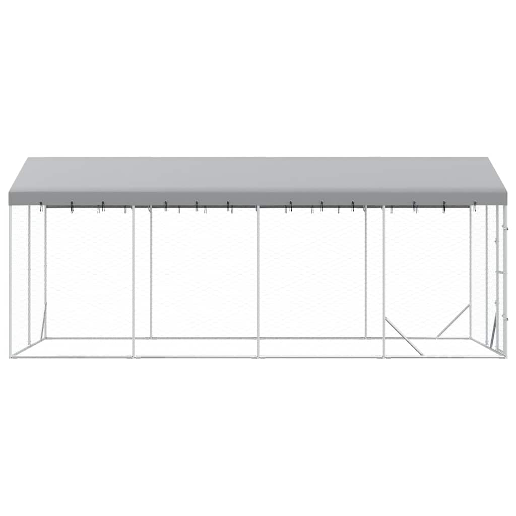 Cuccia Cani da Esterno Tetto Argento 3x6x2,5 m Acciaio Zincato | homemem39